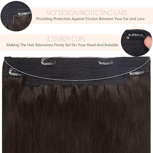 Miniatura 8 de Loxxy - Extensión de cola de caballo de cabello humano envolvente color marrón oscuro claro, 14 pulgadas, extensiones de cabello lacio natural con