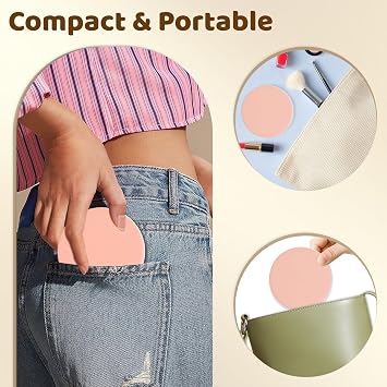 MOXYOY Compact Travel Makeup Mirror, 1X/3X Magnification Pocket Mirror | 2-Sided Mini Portable Foldable Handheld, Gifts for Teenage Girls Women, Pink