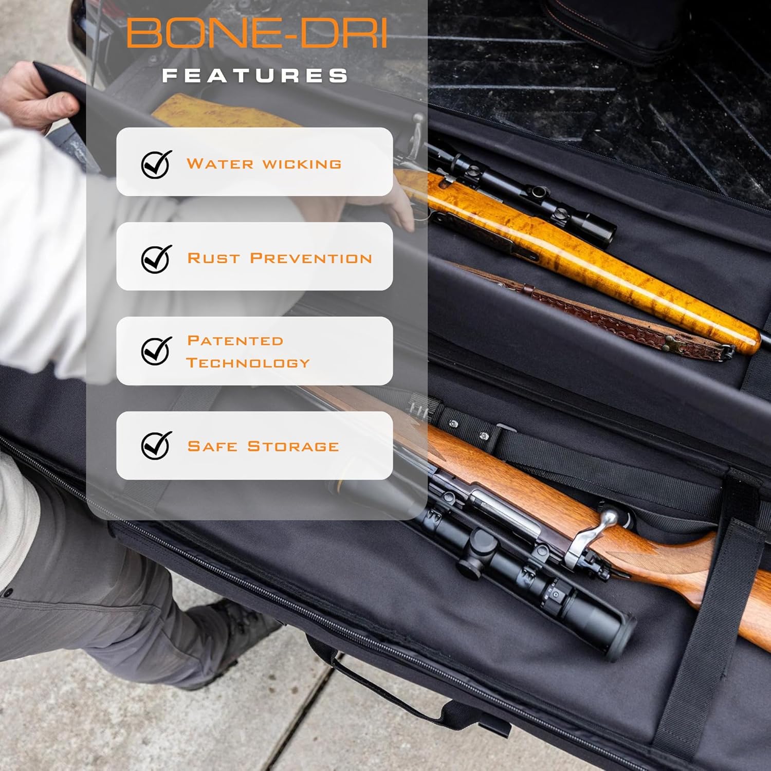 Rifle Bag Case Rust Prevention Dual Rifle Case | Patented Moisture-Removal Material | Hold 2 Rifles & 2 Handguns Plus 25 Magazines