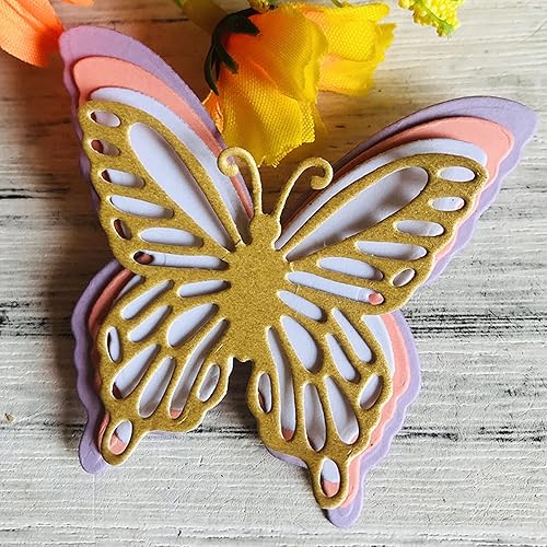 Miniatura 6 de 4 piezas de troqueles de metal de mariposa, diseño de mariposa en capas 3D de Navidad, tarjetas de invitación de boda, plantillas cortadas para