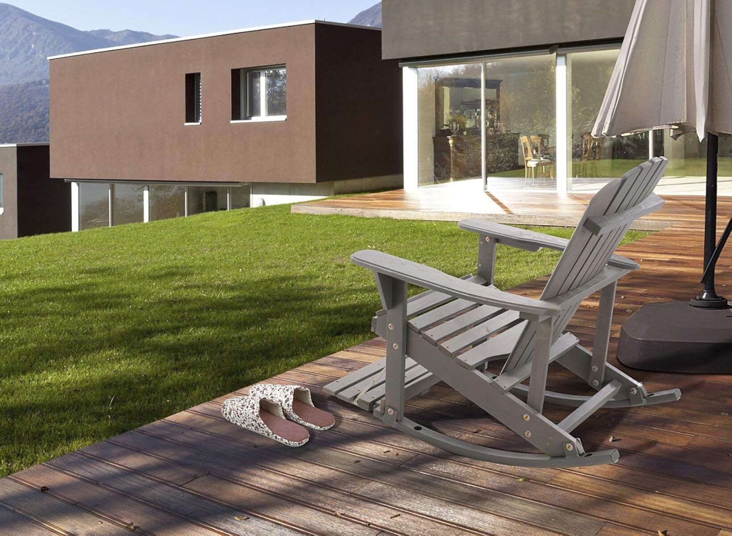 SW2007DG-R Adirondack Rocking Chair, Dark Gray