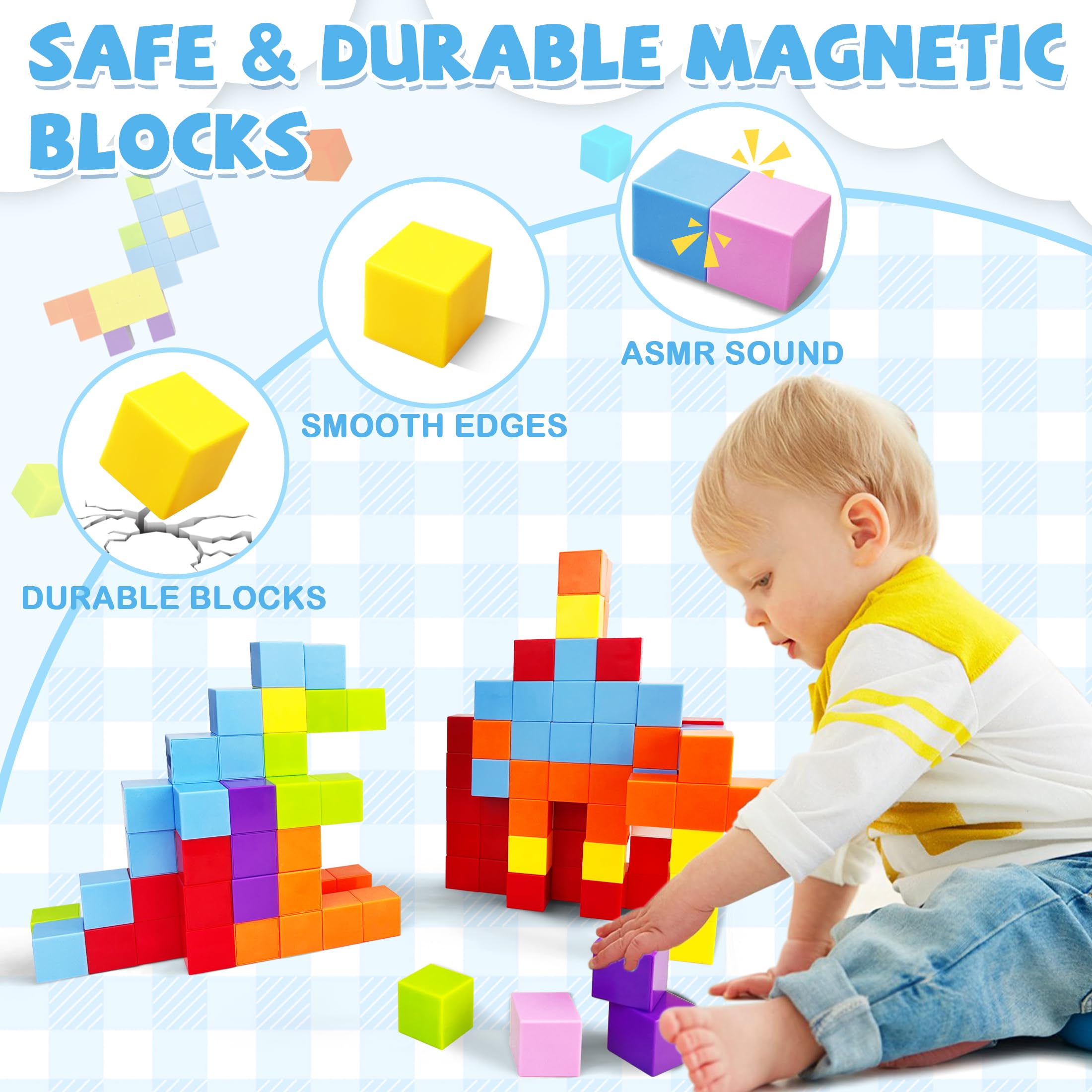 Bestdin 108-Piece Magnetic Building Blocks - STEM Educational Toys For Kids 3+ Years