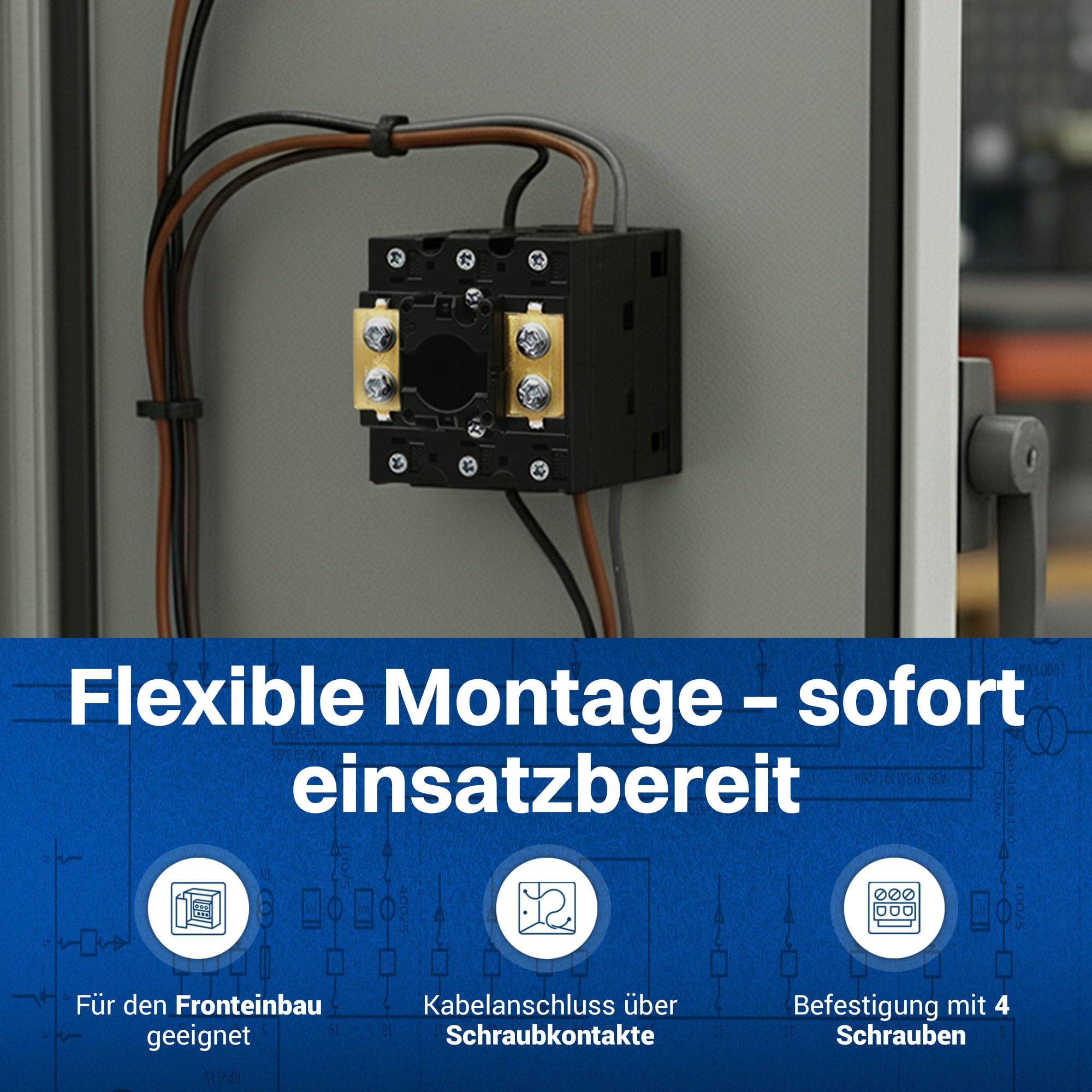 Intratec Hauptschalter 63A, 3-polig – IP65 Lasttrennschalter für Fronteinbau – Notausschalter ideal für Industrie – Drehschalter für sichere Abschaltung – Robuster Maschinenschalter 230V 400V