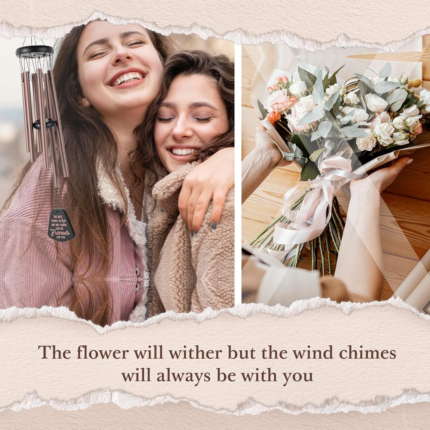 Gifts for Best Friend, Friendship Wind Chimes, for Women Men, Soul Sister, Bestie, Friendship Gifts Ideas for Birthday, Christmas, Thanksgiving, Graduation - Image 3