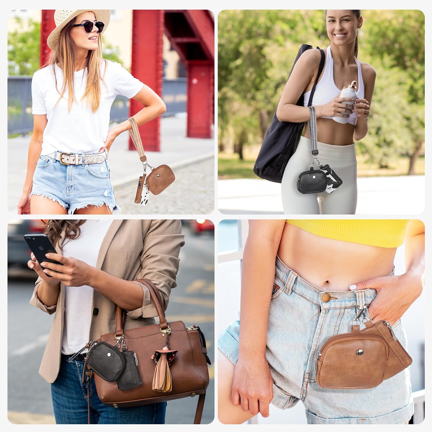 KUKOO Wristlet Wallets for Women, Zip Around Coin Purse Detachable Dual Pouch Keychain Wallet - Image 6