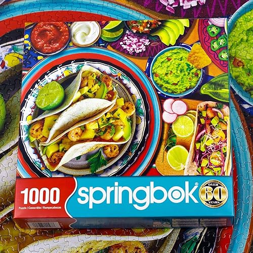 Miniatura 3 de Springbok Taco Table - Rompecabezas de 1000 piezas para adultos, tema de fiesta de tacos del Cinco de Mayo, ideal para noches de juego, tamaño