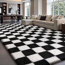 Sour Lemon Rugs Living Room 200x300cm,Black and White Checkered Area Rug for Bedroom,Washable Anti Slip Extra Large Shaggy Rug Soft Fluffy Rug Fuzzy Carpet for Kids Room Nursery,Dorm Home Decor