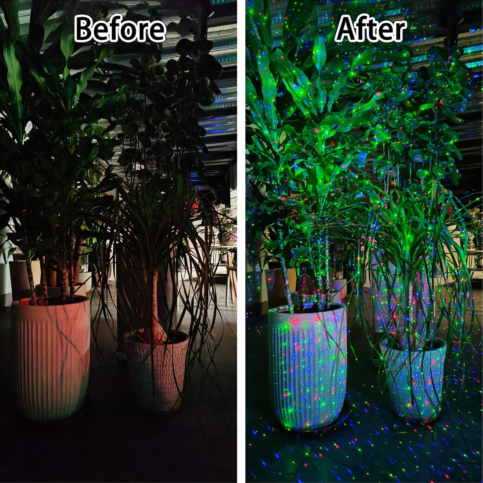 Laser-Garten-Sternprojektorlicht, Glühwürmchen-Gartenlichter, rot-grün-Blauer 3-Farben-Wechsellaser, für Festival-Party-Dekor.