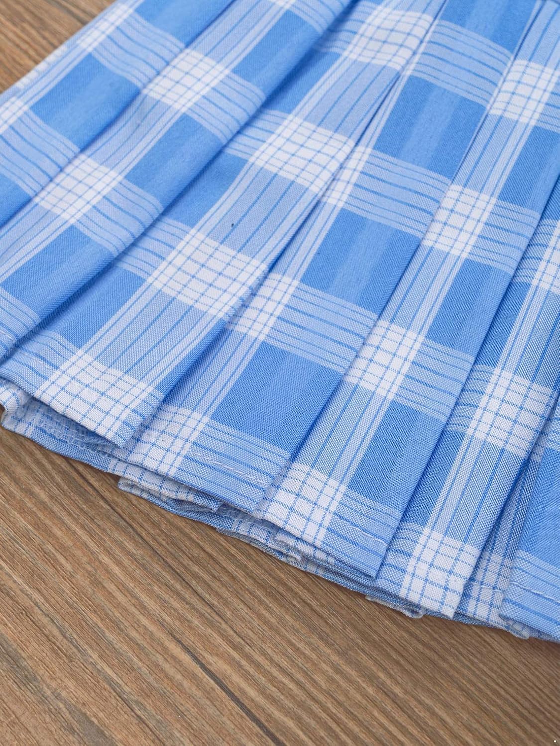 JEATHA Kids Girls Sailor Cosplay Outfits Short Sleeve Shirt Tops with Plaid Skirt Set Casual School Wear