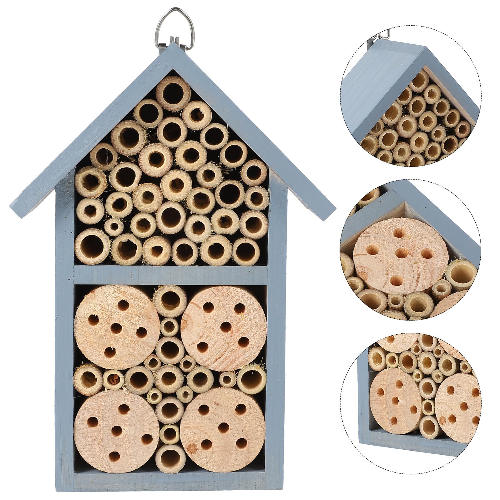 Bienenhaus mit Eisenhaken, Blau, Dekorativ für Garten