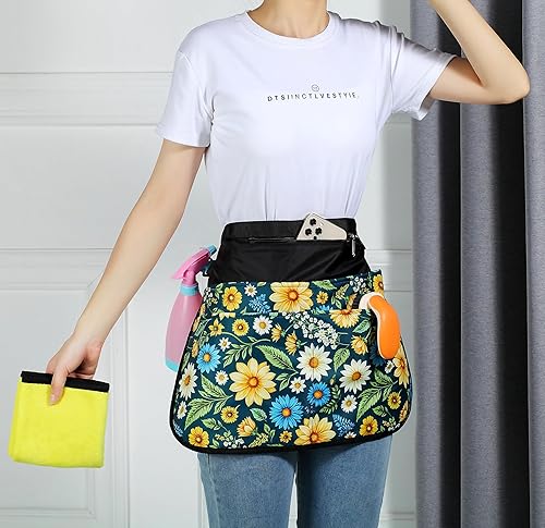 Miniatura 9 de Delantal de limpieza impermeable con 7 bolsillos, suministros de limpieza para el hogar, delantal de criada ligero y duradero