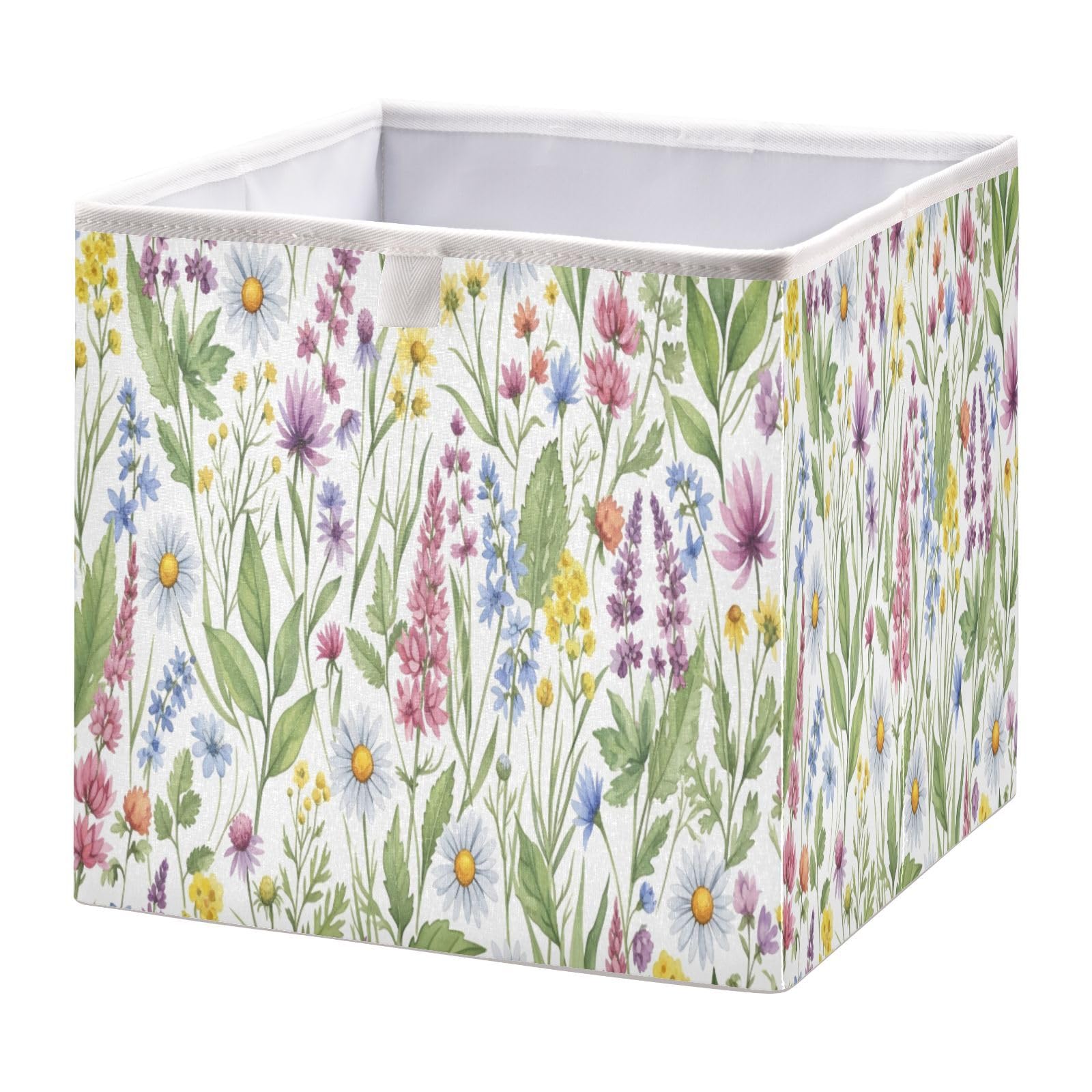 Cgiub A Wildflowers Storage Cubes 28X28 Cm Collapsible Decorative Fabric Storage Box Shelves Closet Organiser Bin For Bedroom Nursery Office