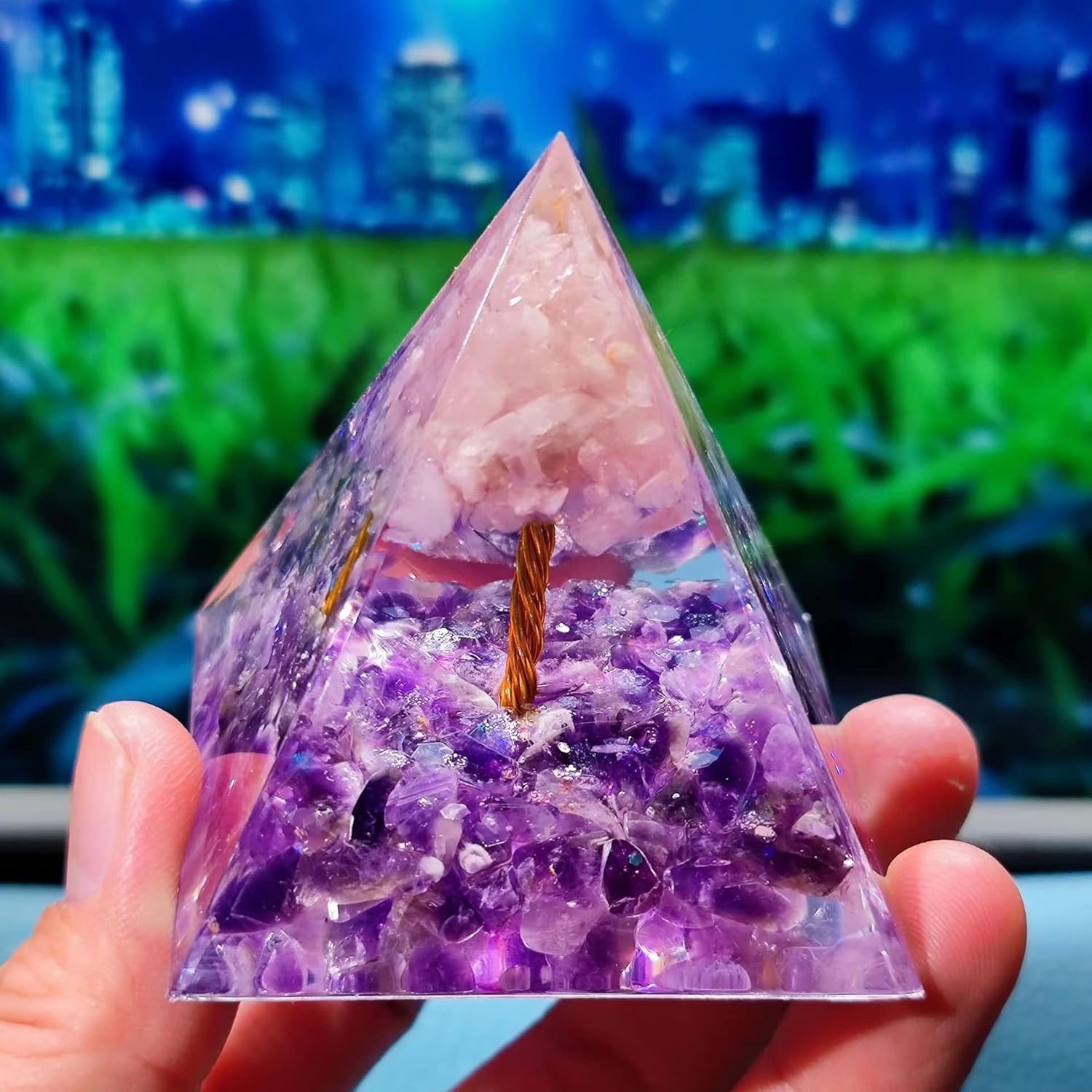 KIAOPE Tree of Life Crystal Pyramid, Positive Energy