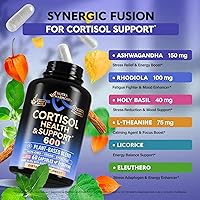Vista 4 de Suplemento de Cortisol para Mujeres - Albahaca Sagrada Ashwagandha Rhodiola L-Teanina - Equilibrio Hormonal a Base de Plantas - Apoyo al Estado