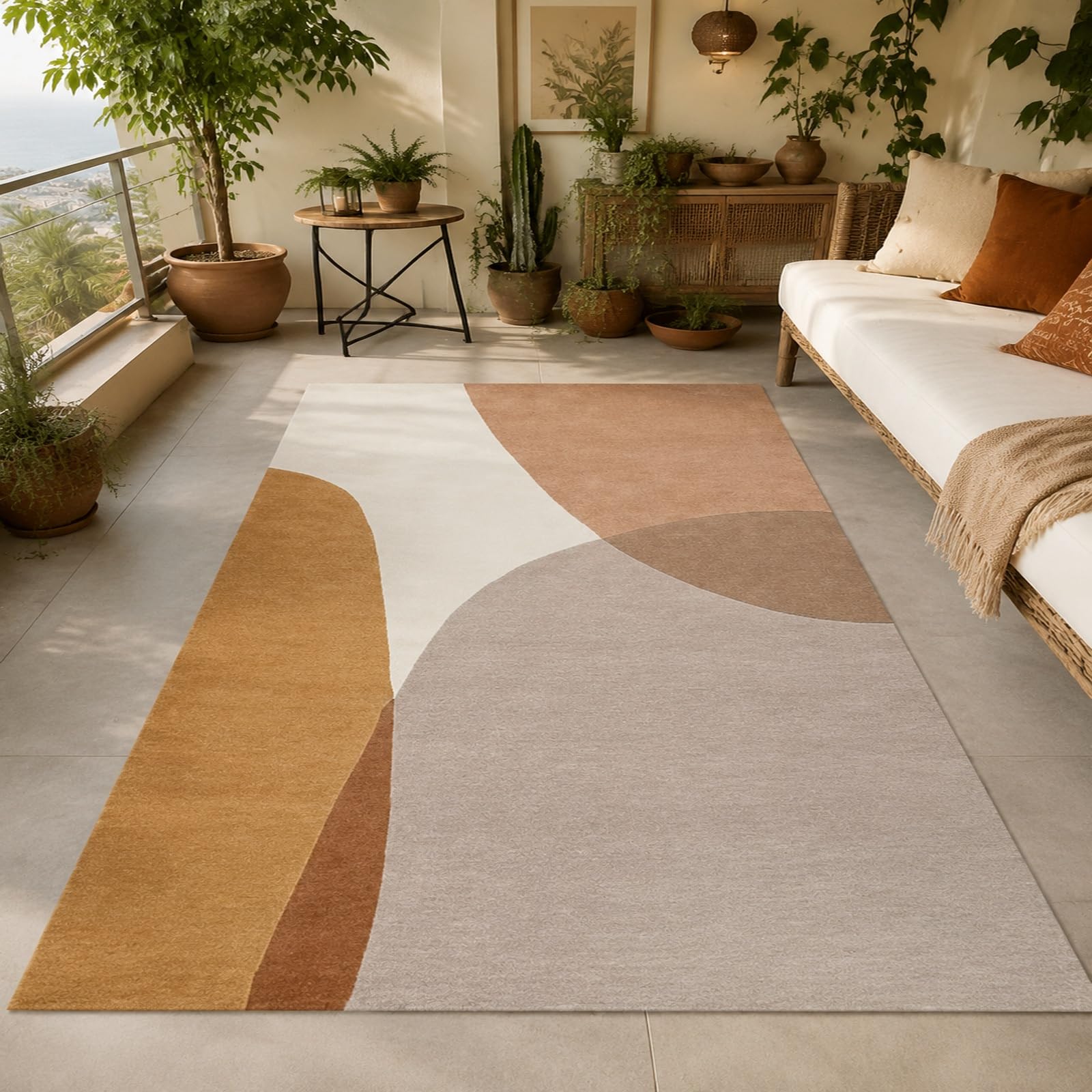 Tapis poils ras abstrait moderne idéal pour sublimer une armoire de chambre