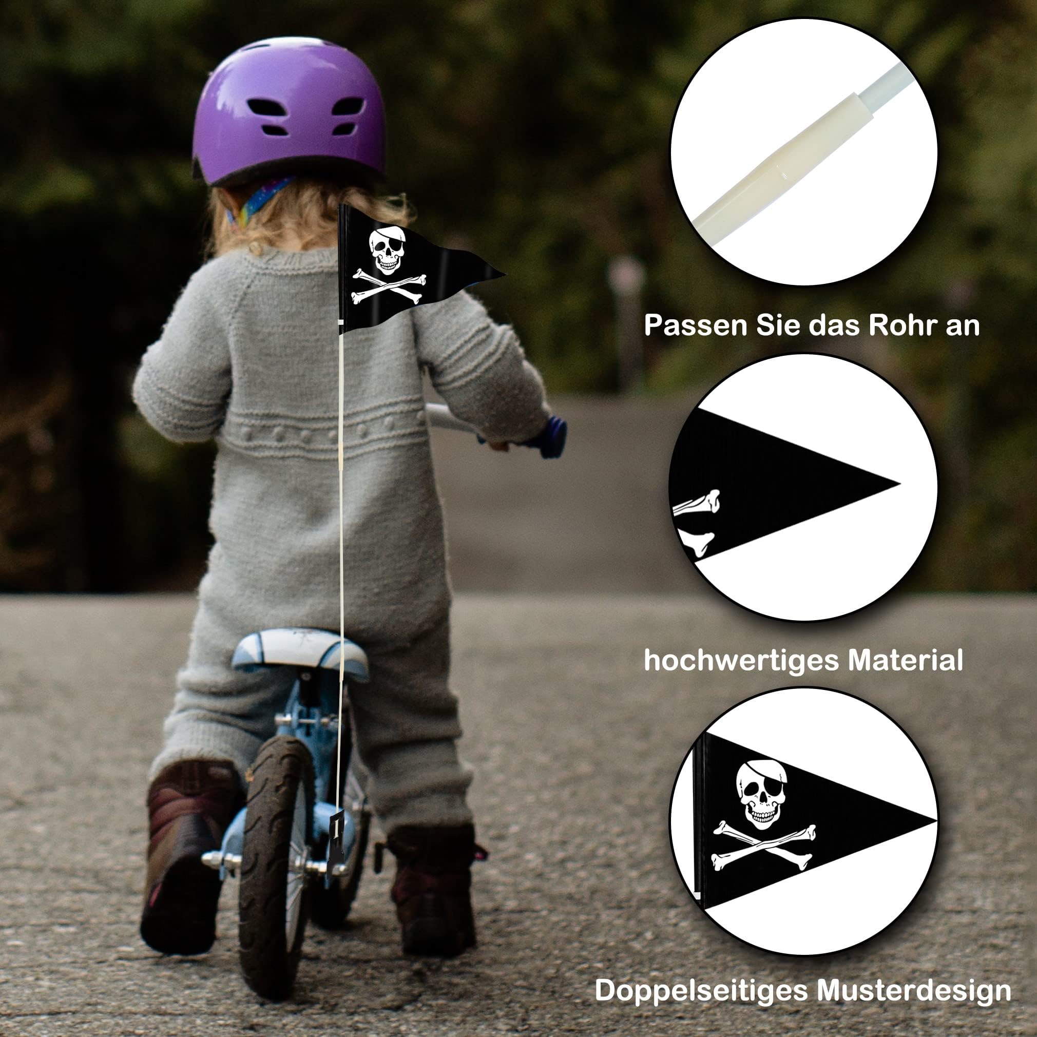 Fahrrad-Wimpel-Set, 3-teilig – Reflektierend, Verstellbar, Für Mehr Sicherheit Im Straßenverkehr