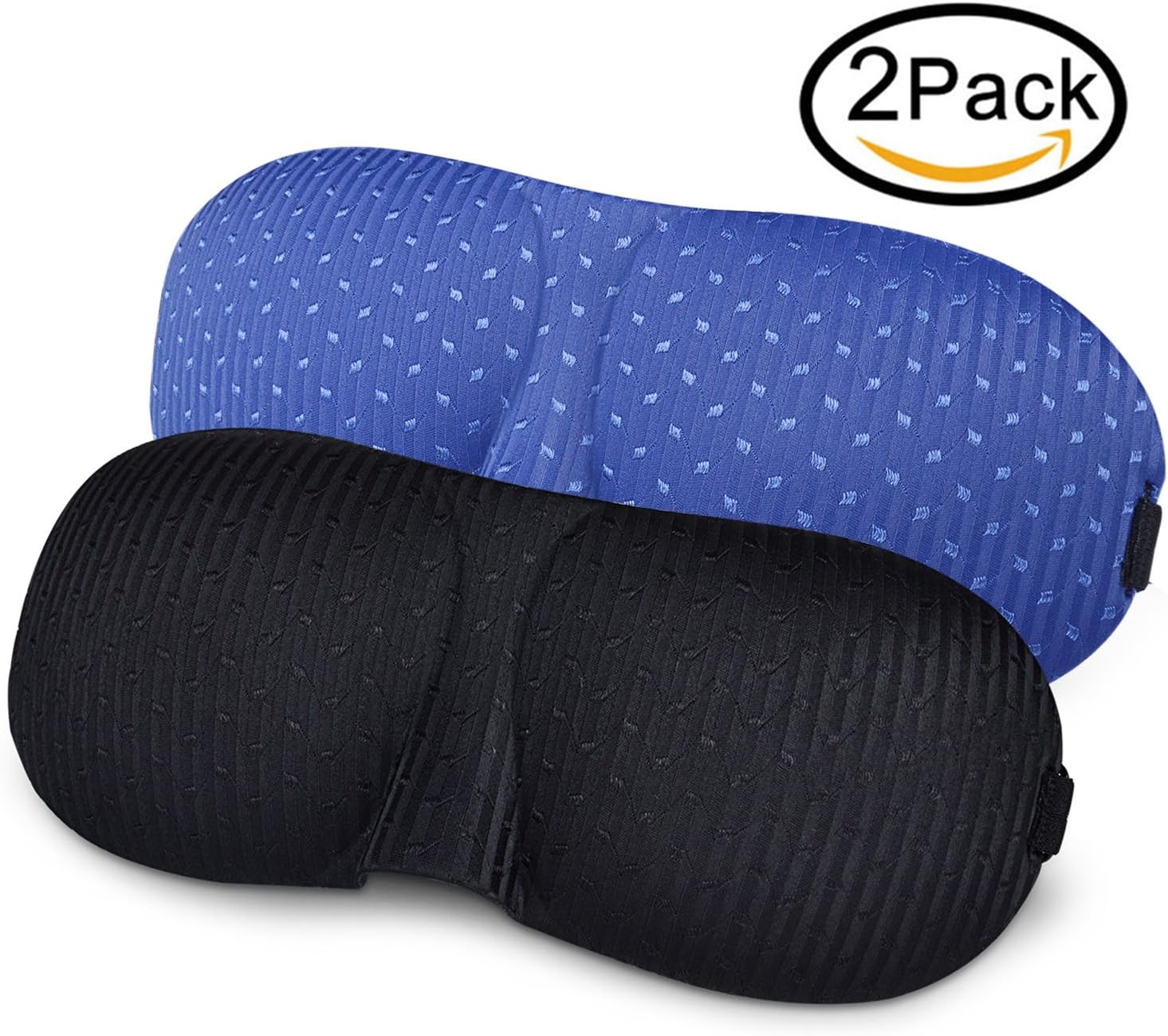 Sleep Mask 2 Pack MZOO Eyeshade for Sleeping 3D Contoured Shape Lightweight & Comfortable Good Night Eye Masks for Women, Men, Soft Blindfold for Travel, Nap, Shift Work (Black & Blue)