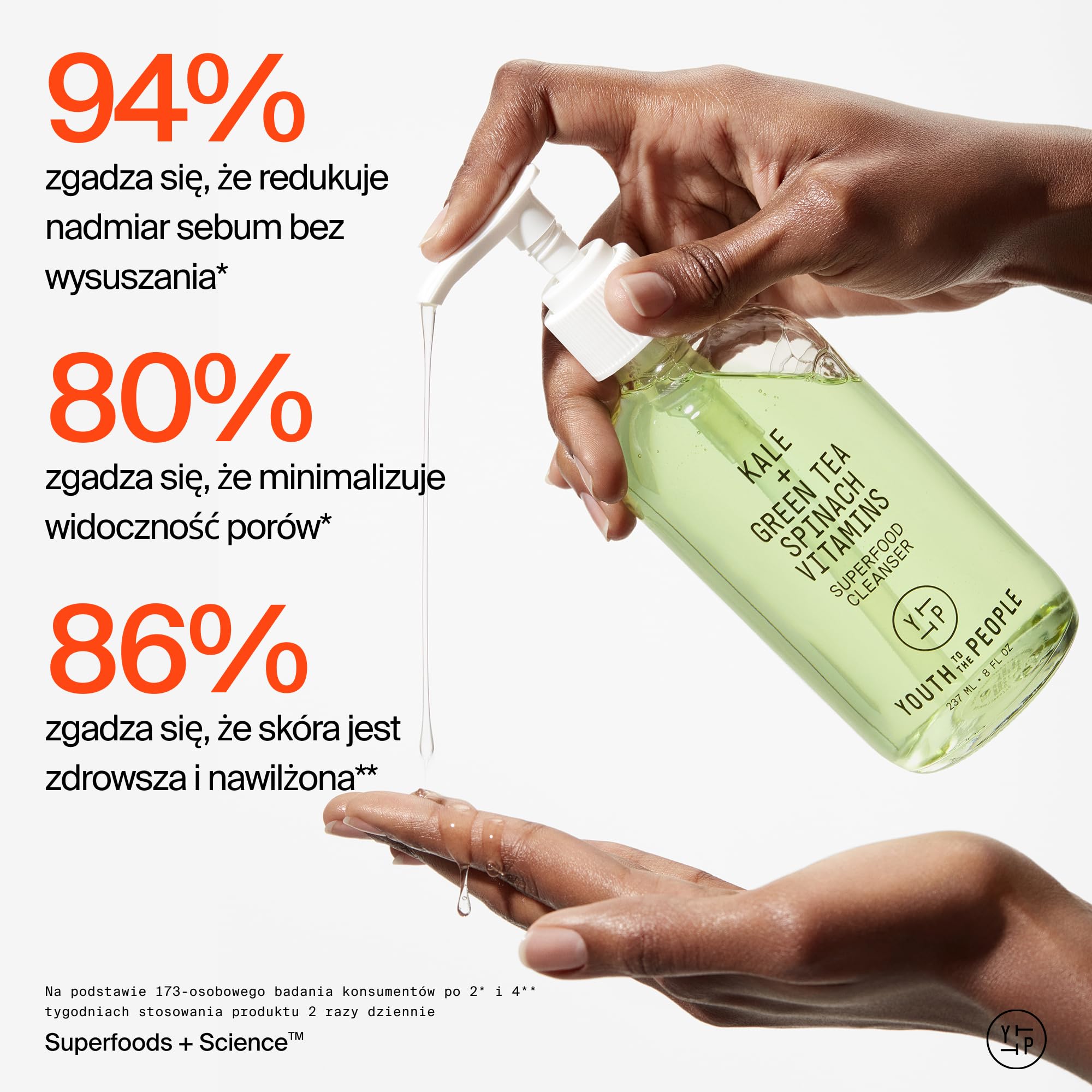 Youth To The People Superfood Cleanser, Żel do Mycia Twarzy dla Kobiet, Z Jarmużem, Zieloną Herbatą & Szpinakiem, Równowaga pH, Dla Wszystkich Typów Skóry, Delikatny Płyn do Demakijażu