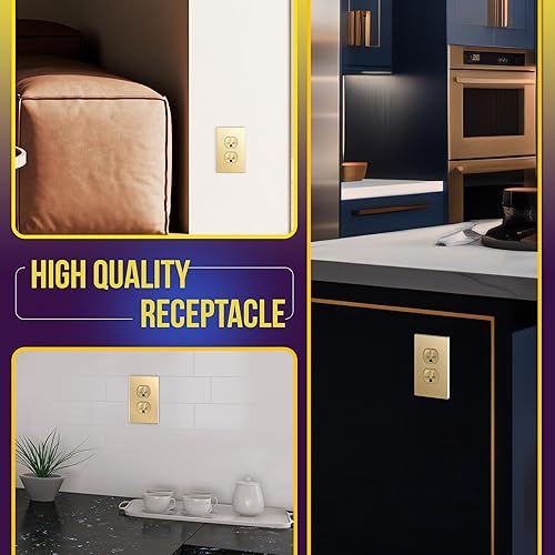 Miniatura 4 de ENERLITES Receptáculo dúplex serie Elite, toma de pared de grado residencial, toma eléctrica dúplex, conexión a tierra, 3 cables, 2 polos, 15 A 125