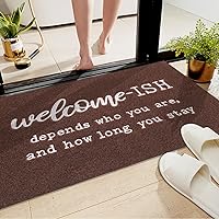 Vista 5 de JJUUYOU Tapetes de bienvenida para puerta delantera/interiores, felpudos exteriores de bajo perfil, parte trasera de goma antideslizante para piso
