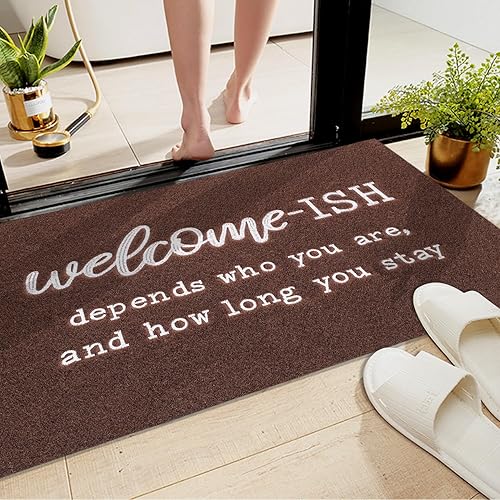 Miniatura 5 de JJUUYOU Felpudos de bienvenida al aire libre para puerta delantera, entrada interior, perfil bajo, antideslizante, goma trasera para piso, divertida