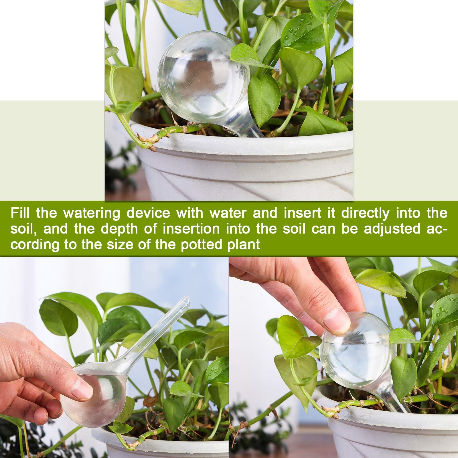 15-PACK Small Watering Globes, 1.96 Inch Diameter Plant Watering Globes Imitation Glass Watering Bulbs Houseplant Plant Pot Bulbs, Garden Watering PVC Self Watering Irrigation Drippers for Garden - Image 3