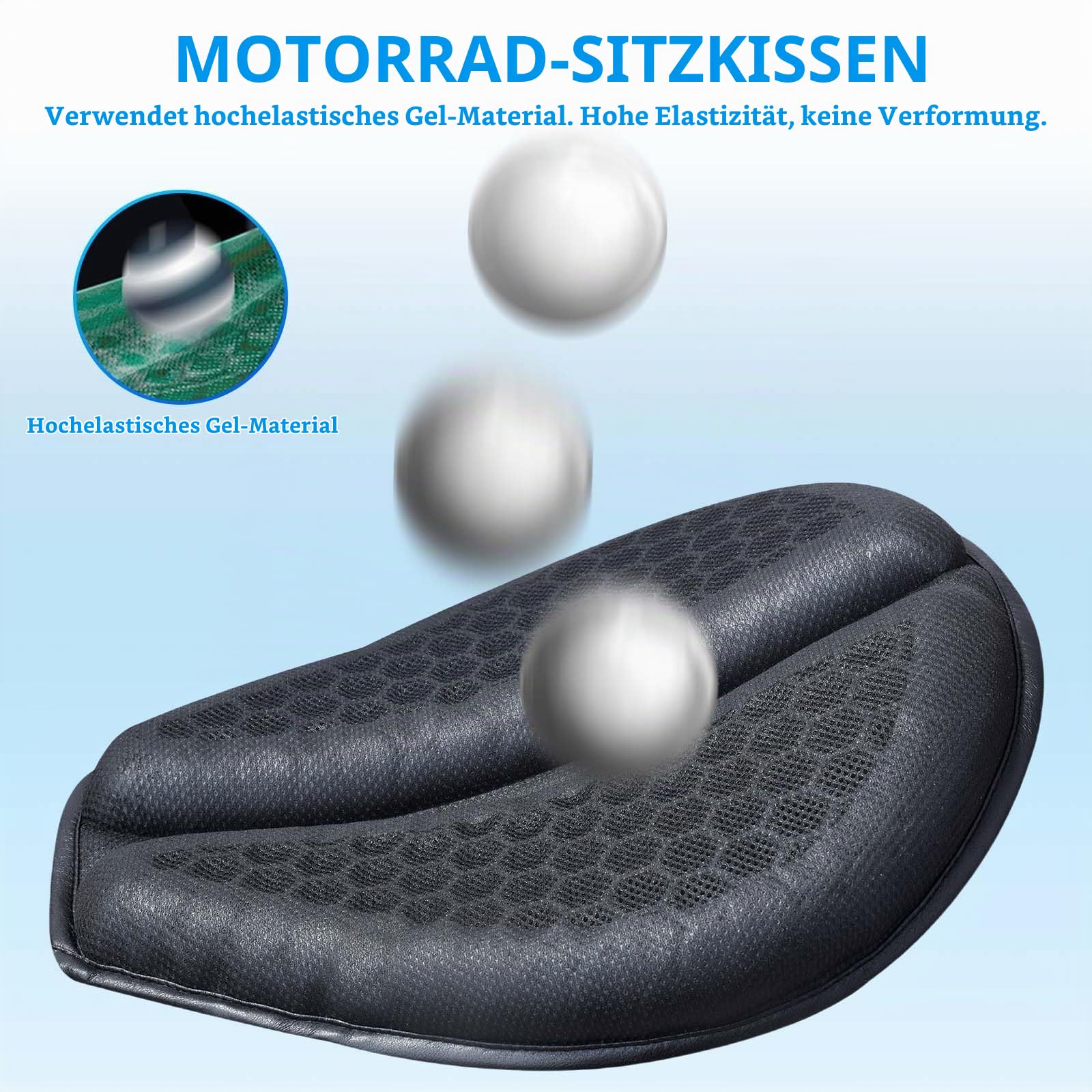 Motorrad Gel Sitzkissen Moto 3D Waben wasserdichte Funktion Universelle Sitzbezug Struktur Atmungsaktive Stoßdämpfung reduziert Motorrad Gel Sitzpolster für Bequeme Lange Fahrten