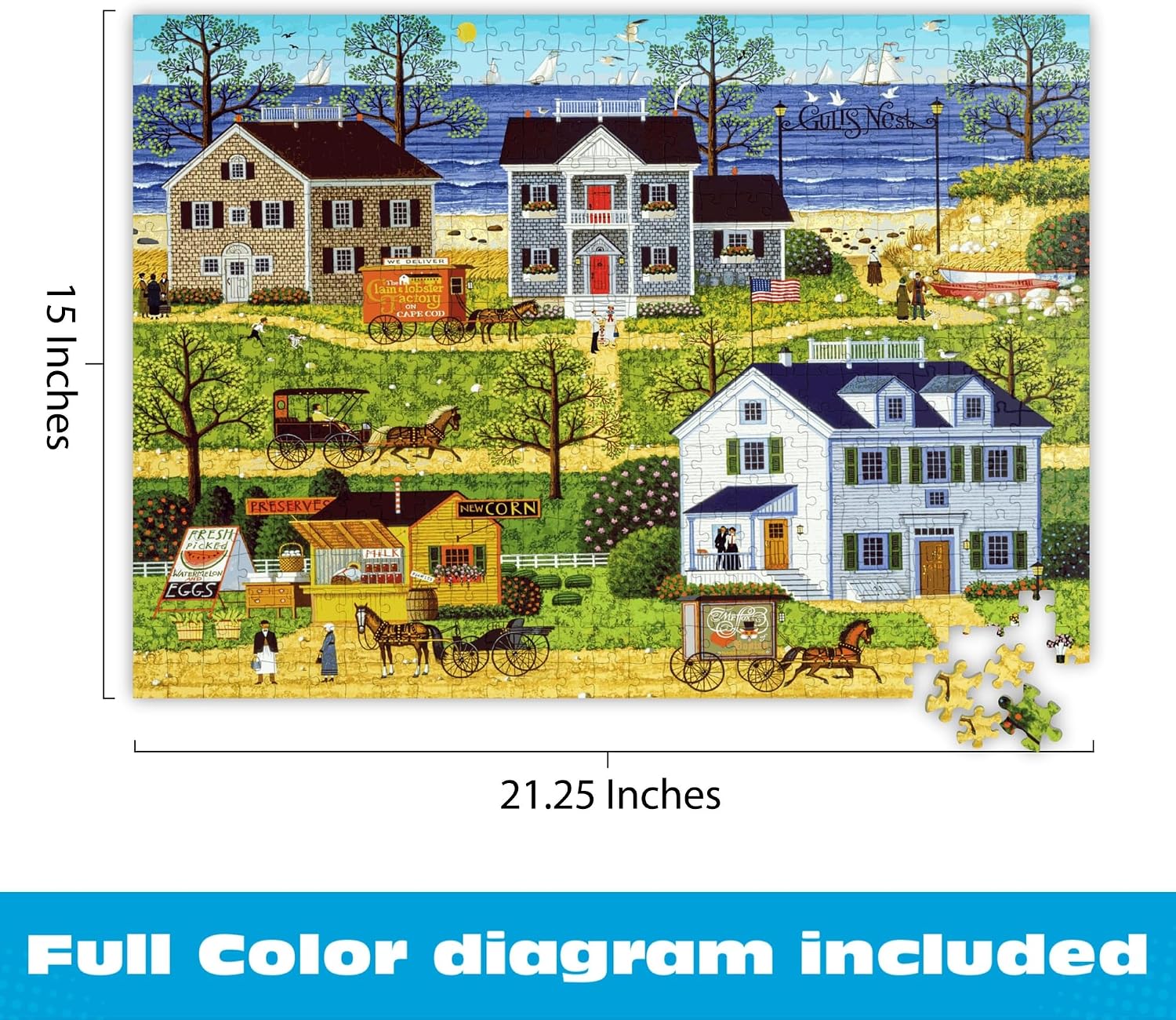 Buffalo Games - Charles Wysocki Gulls Nest 500 Piece Jigsaw Puzzle for Adults - Challenging Puzzle Perfect for Game Nights - Colorful Puzzles – Precision-Cut Pieces, Beautiful Artwork