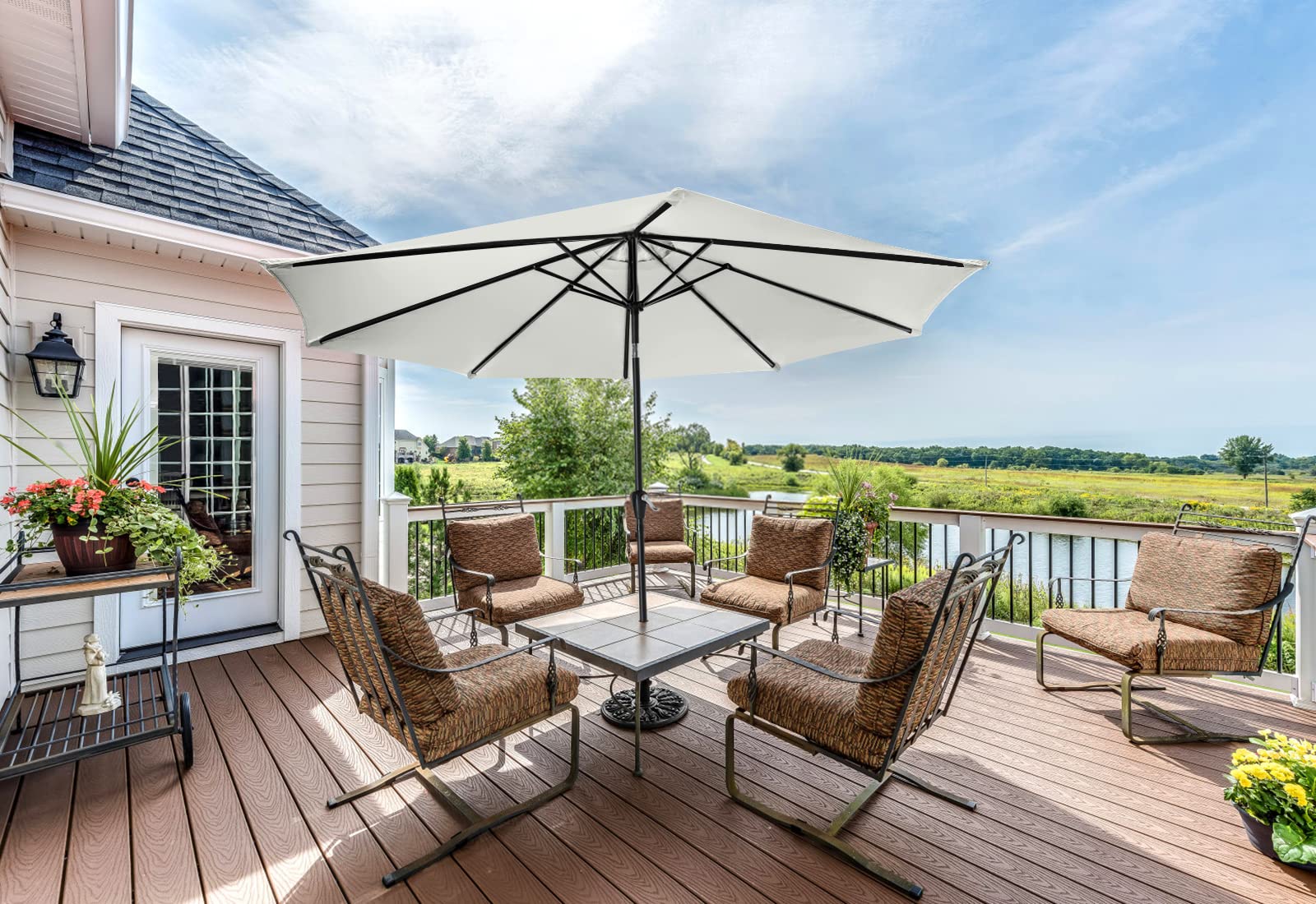 MasterCanopy Sonnenschirm 5 Jahre Farbechtheit - Neigungsverstellbar Mit Kurbel