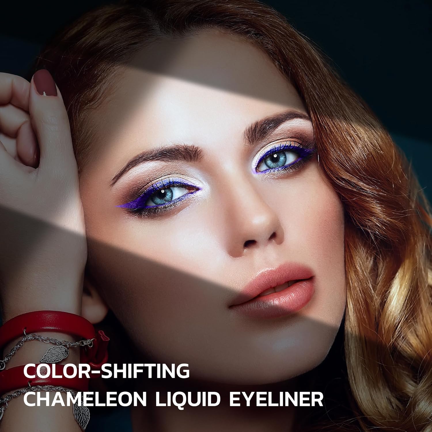 Chameleon Liquid Eyeliner, Multi-Chrome Metallic Color Shifting Waterproof Colorful Eyeliner, Long Lasting Quick-Drying Ultra-Fine Tip Smudge-proof (#01 GEMSTONE BLUE)