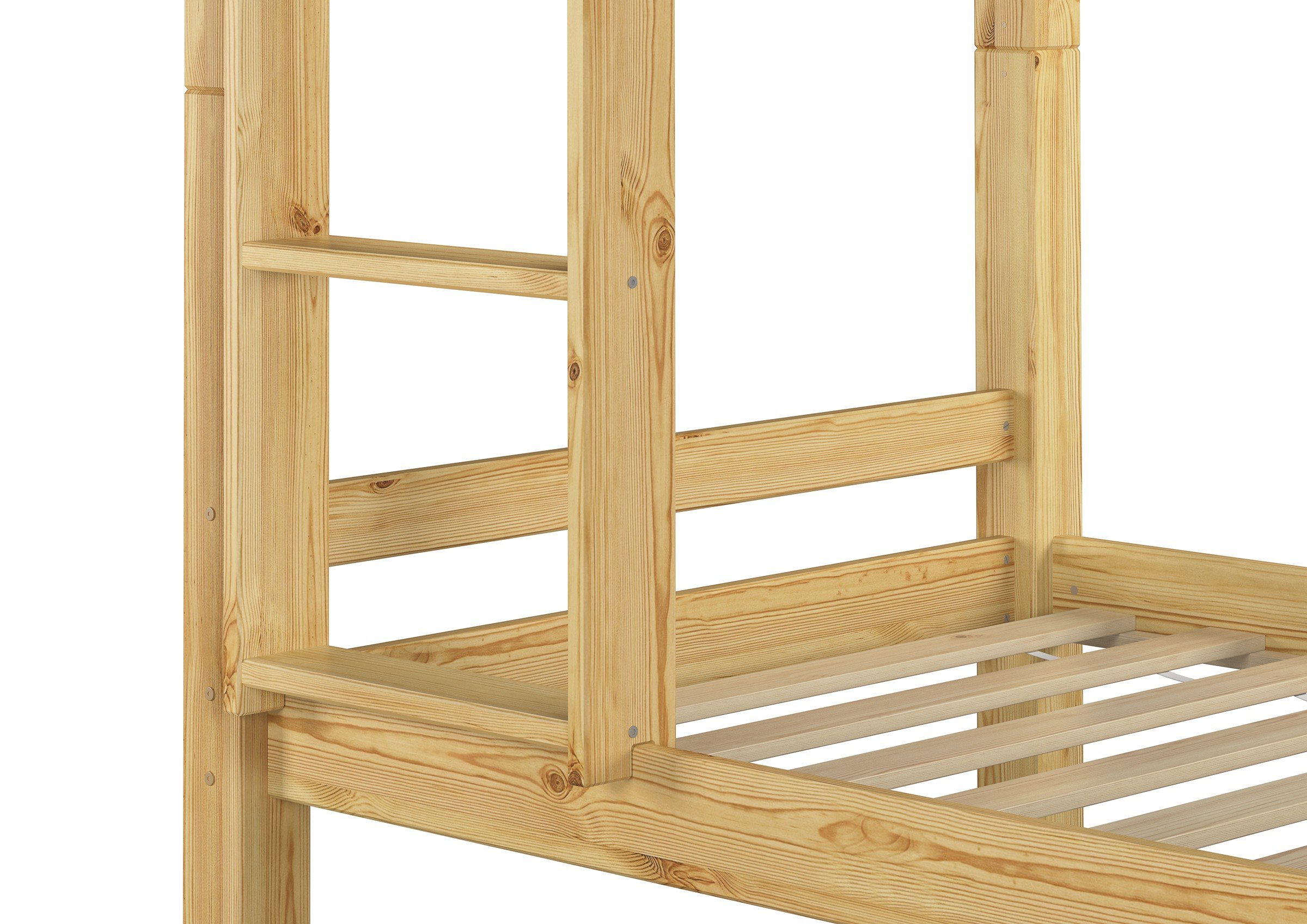 Erst-Holz®Kinderetagenbett 90 x 200 Kiefer in Natur 2 Rollroste