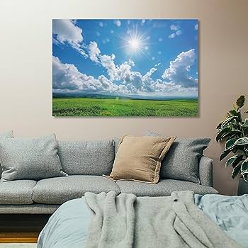 Amazon.co.jp: 絵画 青い空と何百もの雲の下、どこまでも続く
