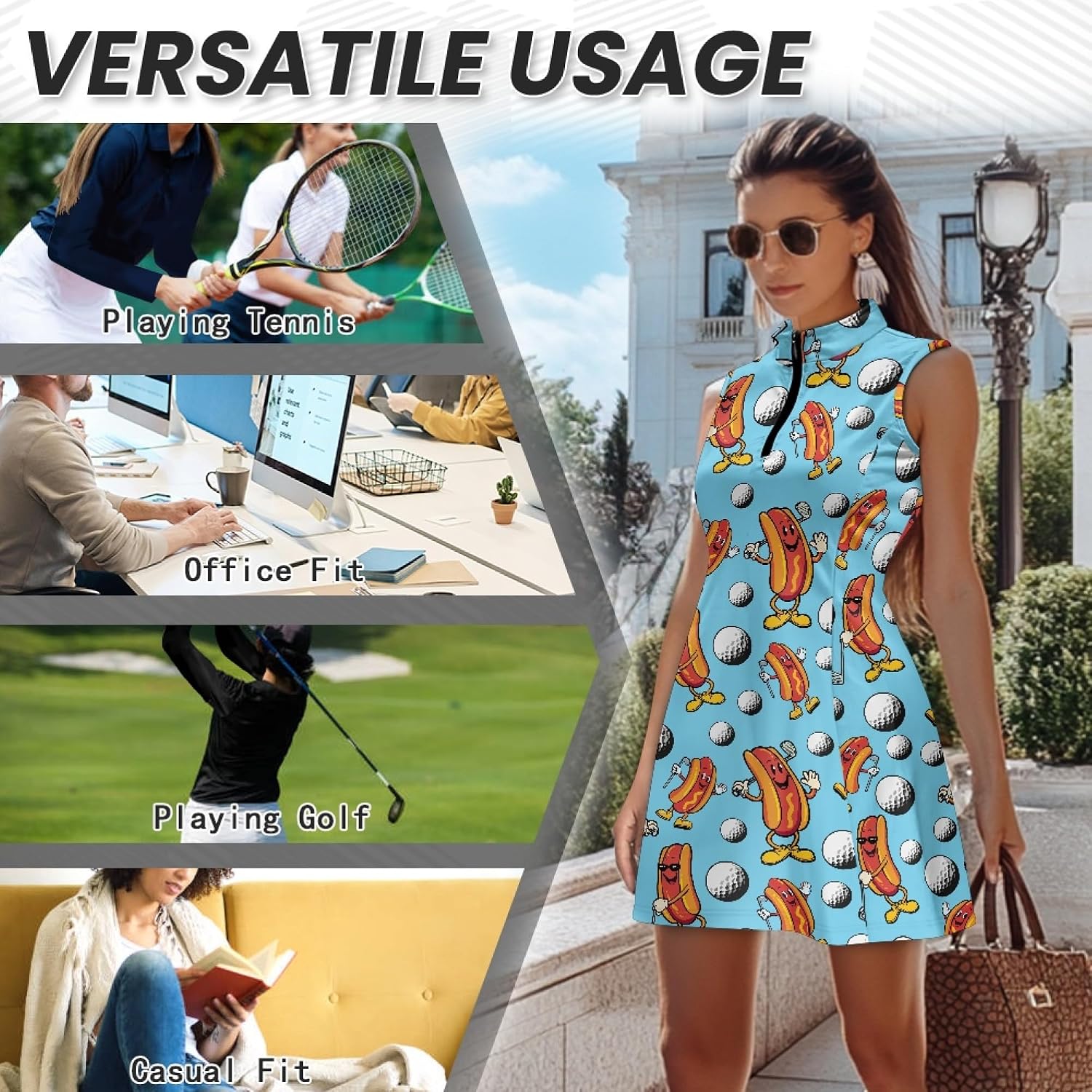GULANGYU Golf Dress for Women Sleeveless Tennis Dress V Neck Half Zip Athletic Outfits for Outdoor Sports Dresses