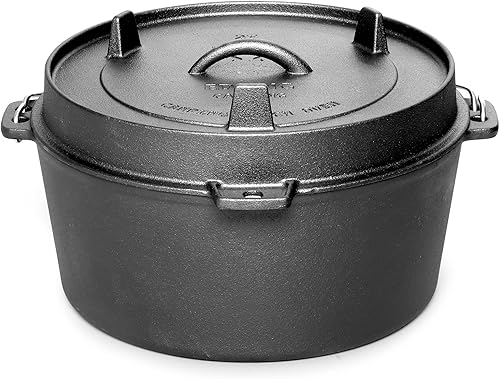 Miniatura 2 de EDGING CASTING Horno holandés para acampar de hierro fundido pre-sazonado, 6QT al aire libre para acampar al aire libre con trípode de tapa