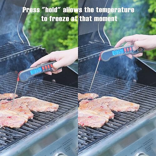 Miniatura 5 de Termómetro digital para carne, termómetro de cocción instantánea, termómetro de horno de lectura instantánea, sonda plegable integrada, LCD, función