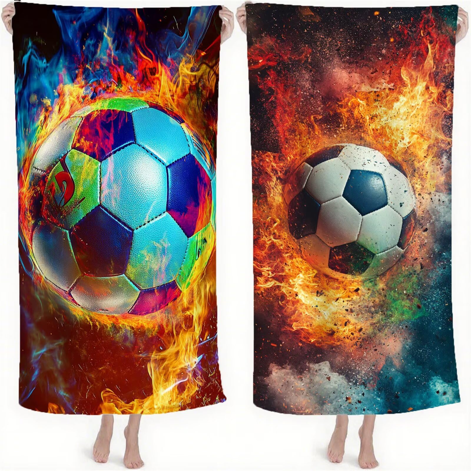 Serviette de Plage XXL 220x100 cm Anti Sable et Séchage Rapide Microfibre Drap de Plage Serviette de Bain Grande Taille Drap de Bain pour Homme Femme Voyages Natation Camping Pique Nique Football S-83