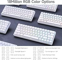 TMKB T63 Mechanikus Gamer Billentyűzet - Vezeték Nélküli, Kék Kapcsolókkal, Bluetooth, 2.4G, Fehér, Többmódú Csatlakozás 5