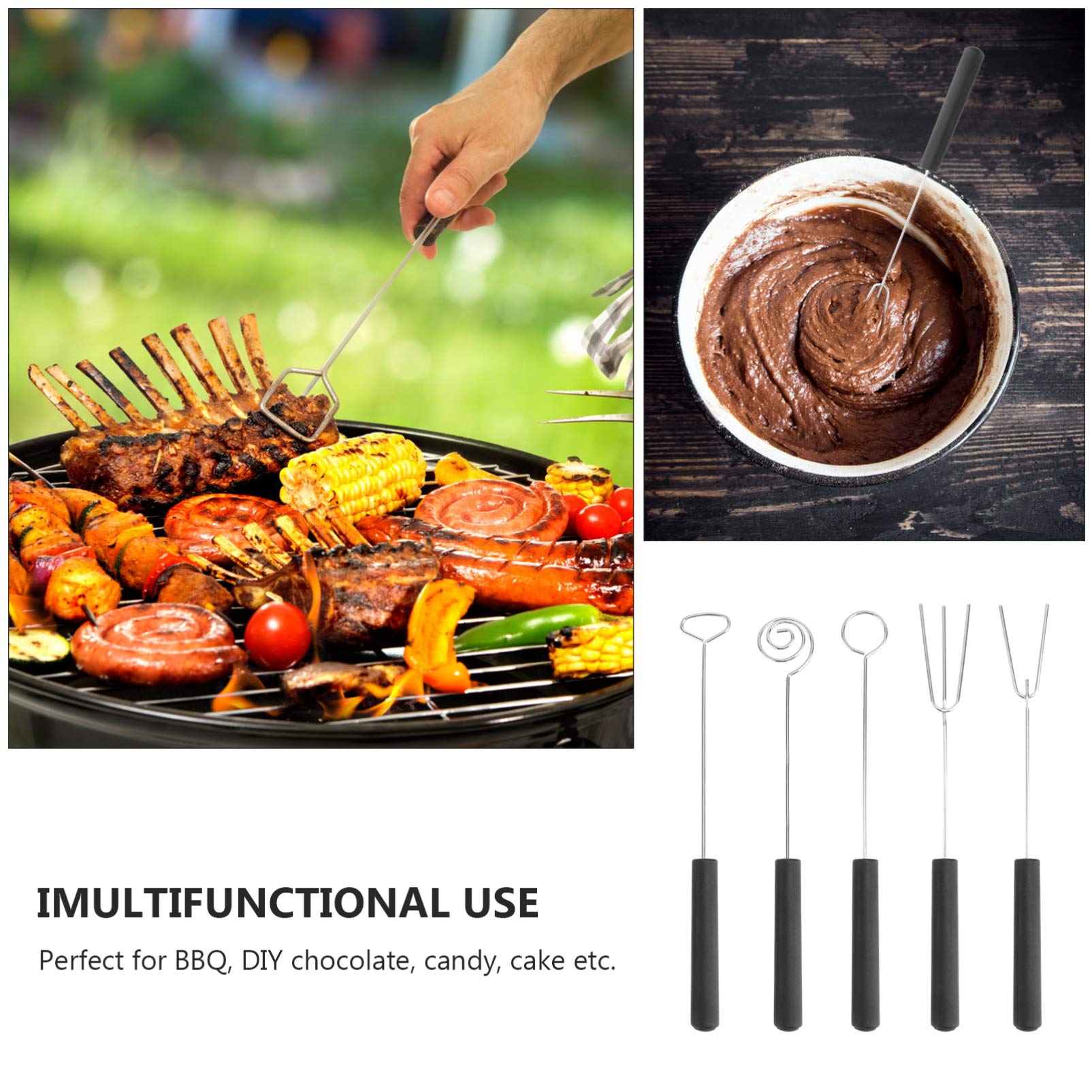 5pcs Fork Dipping Fork Kitchen Gadget Stainless Steel Chocolate Fork