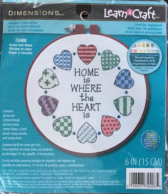 Dimensions D72408 | Home & Heart Beginners Cross Stitch Mini-Kit | 15cm