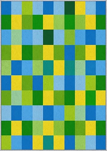 Miniatura 9 de Blue Plaid Rugs 5x8 Rug Retro 70s Style Checkered Area Rug Washable, Blue Plaid Carpet Home Room Decor Rugs for Living Room Bearoom Kitchen Dorm