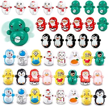 ألعاب بهلوان عشوائية Wobbler 75PCS Mini الملونة المتذبذبة Roly-Poly Toys | رسوم متحركة مصغرة شخصيات دمى ذاتية الإضاءة | ألعاب التعليم المبكر للأطفال أو البالغين