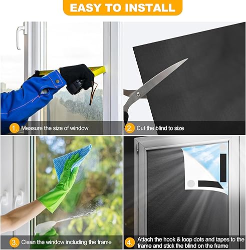 Miniatura 5 de Persianas opacas para ventana de dormitorio, 118 x 57 pulgadas, película 100% opaca para ventana, cortinas opacas portátiles de viaje, tela de