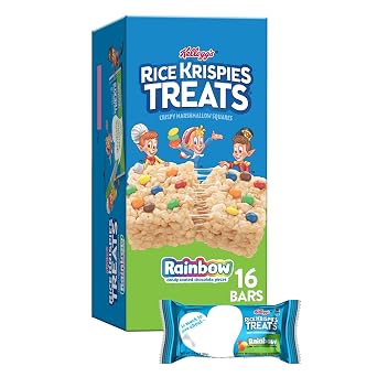 Rice Krispies Treats Marshmallow Snack Bars, Kids Snacks, Value Pack, Rainbow, 11.2oz Box 16 Bars