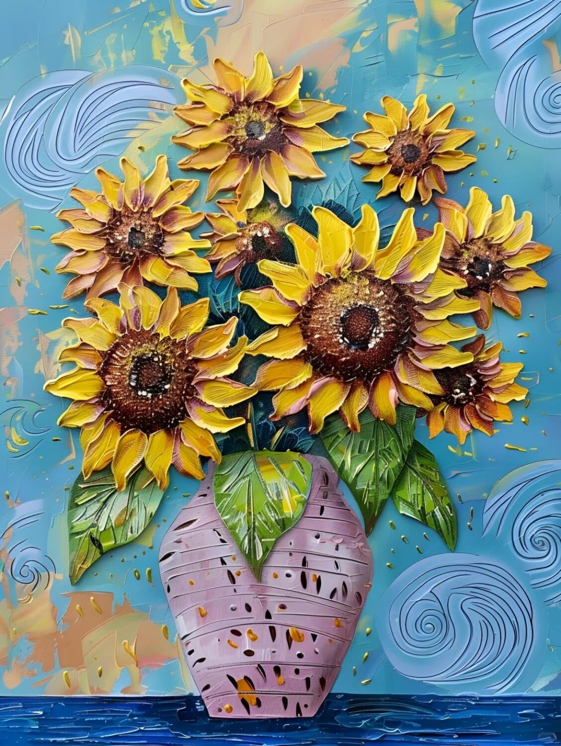 Rqwybcaxn Seed Bead Embroidery Kits Sunflowers in a vase 40x50cm