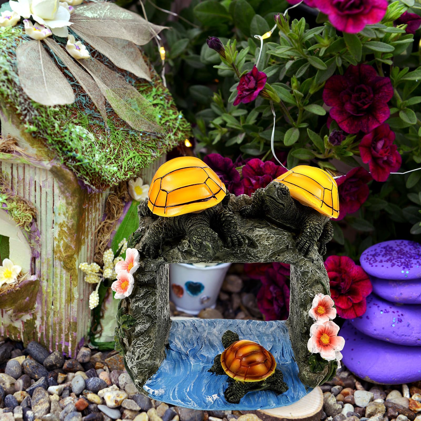 INOOMP Estatua de Tortuga de Jardín en Resina Resistente Intemperie, Fácil de Usar, Adecuado para Decoración Exterior y Extensión de Bajantes en Espacios al Aire Libre