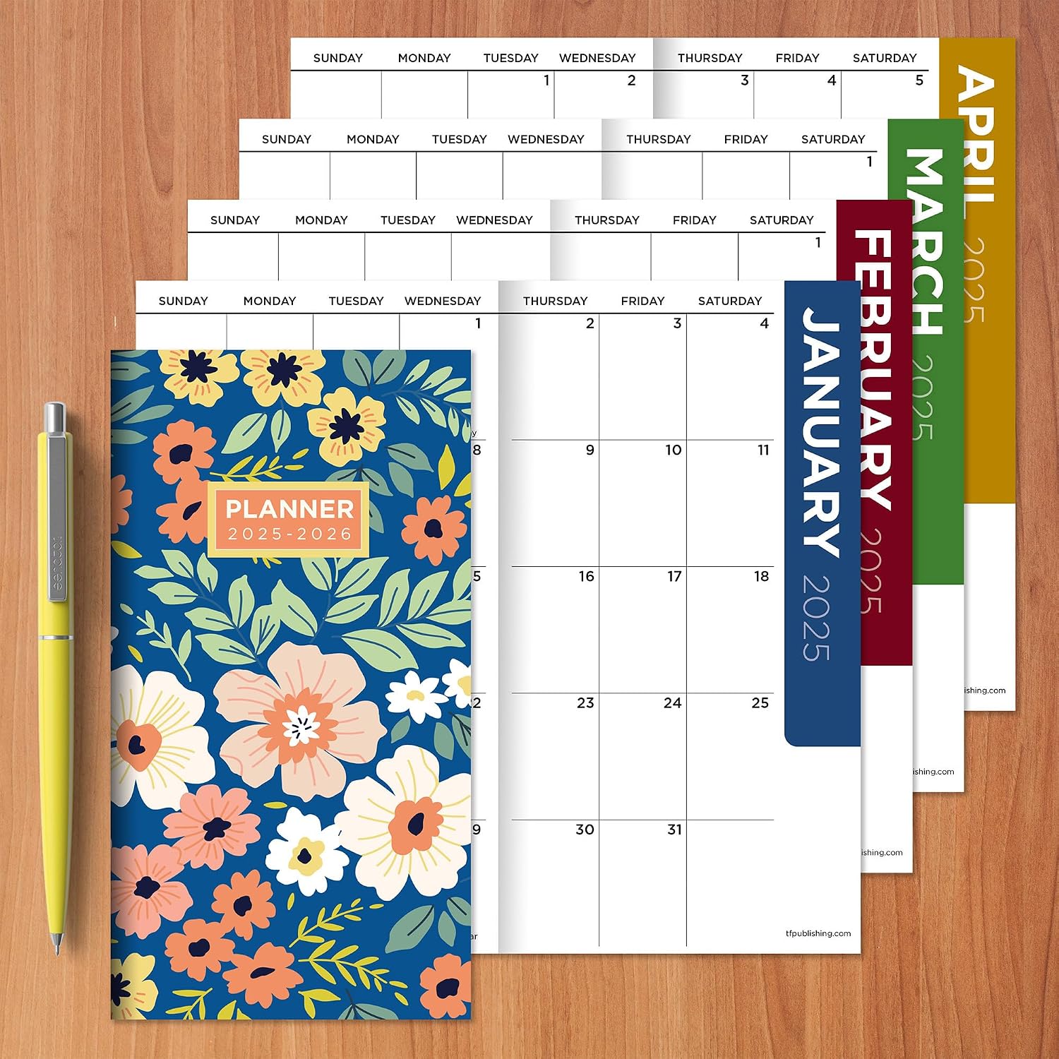 TF PUBLISHING 2025-2026 Always in Bloom 2-Year Small Monthly Pocket Planner - 2-Page Large Calendar Grid and Lined Notes Section in Back - Monthly Day Planner for Purse - 3.5" x 6.5" image 3