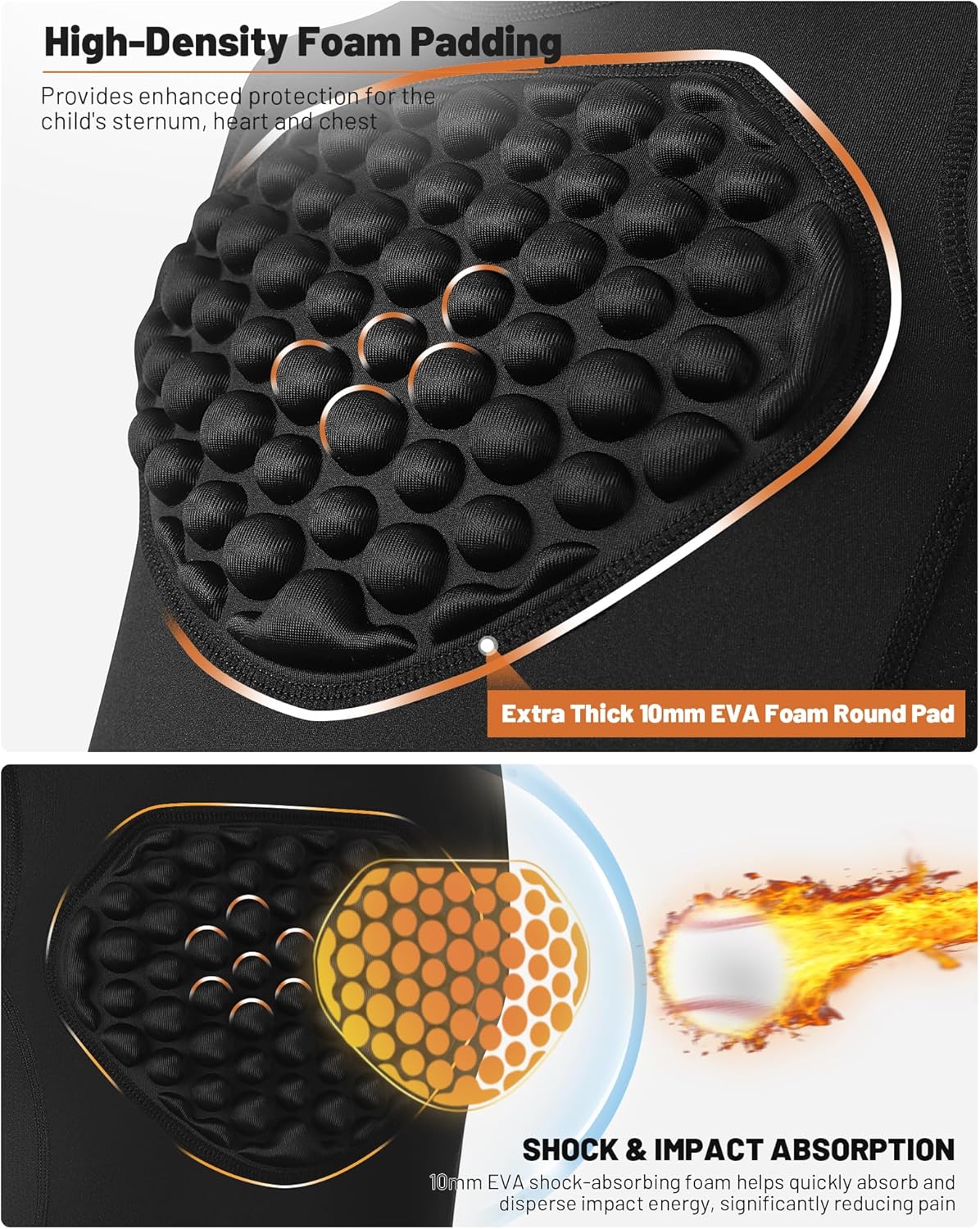 Youth Baseball Chest Protector Padded Compression Shirt Heart Sternum Guard Football Baseball Softball Lacrosse Goalies - Image 3