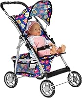 Vista 6 de fash n kolor® - Cochecito de muñeca bebé de lujo con ruedas grandes - Diseño de flores con cesta en la parte inferior - Cochecito de muñeca bebé