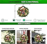 Vista 2 de Talataca Staffordshire Bull Terrier con corona de sombrero de Navidad, corona de perro 2D plano para espejo retrovisor de automóvil, accesorios