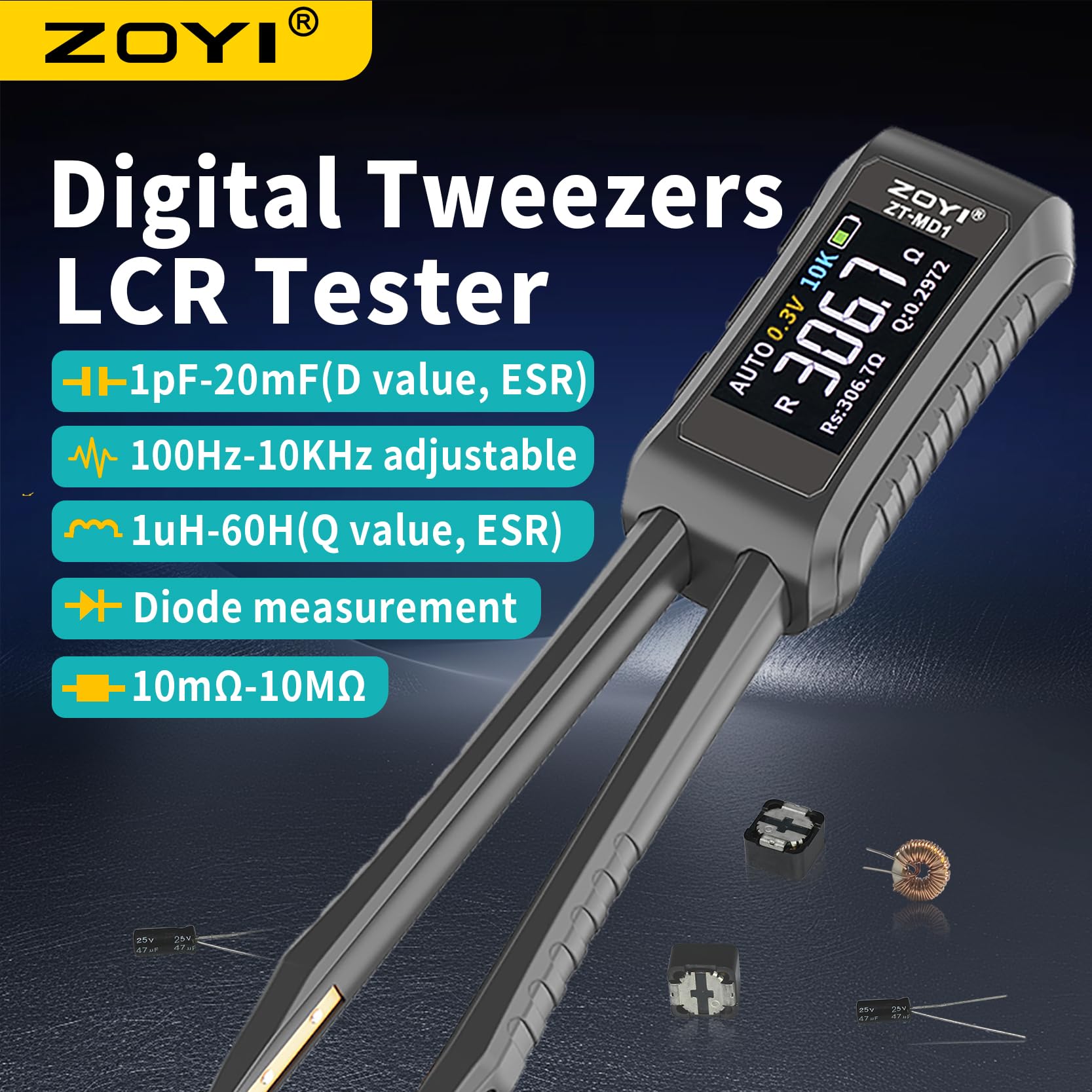 2-in-1 LCR Meter Multimeter, LCR Bridge SMD Test Clip, D/Q/Rs